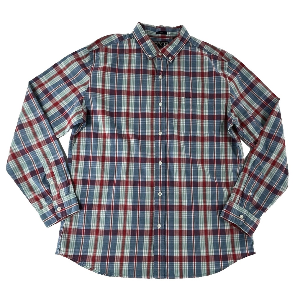 RYE by Hawker Rye Shirt Slim Fit Mens XL Long Sleeve Plaid Red White Button Down